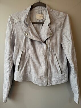 LOFT linen cotton blend Moto-Style Blazer Jacket  size xs